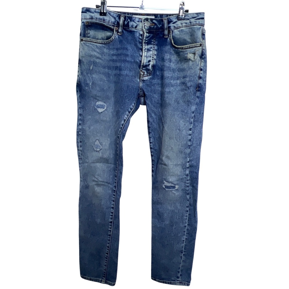 Topman Slim Fit Distressed Acid Wash Blue‎ Jeans Mens 30x32 Button Fly